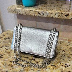 Chrome Shoulder Strap Purse with Chain With Dust Bag